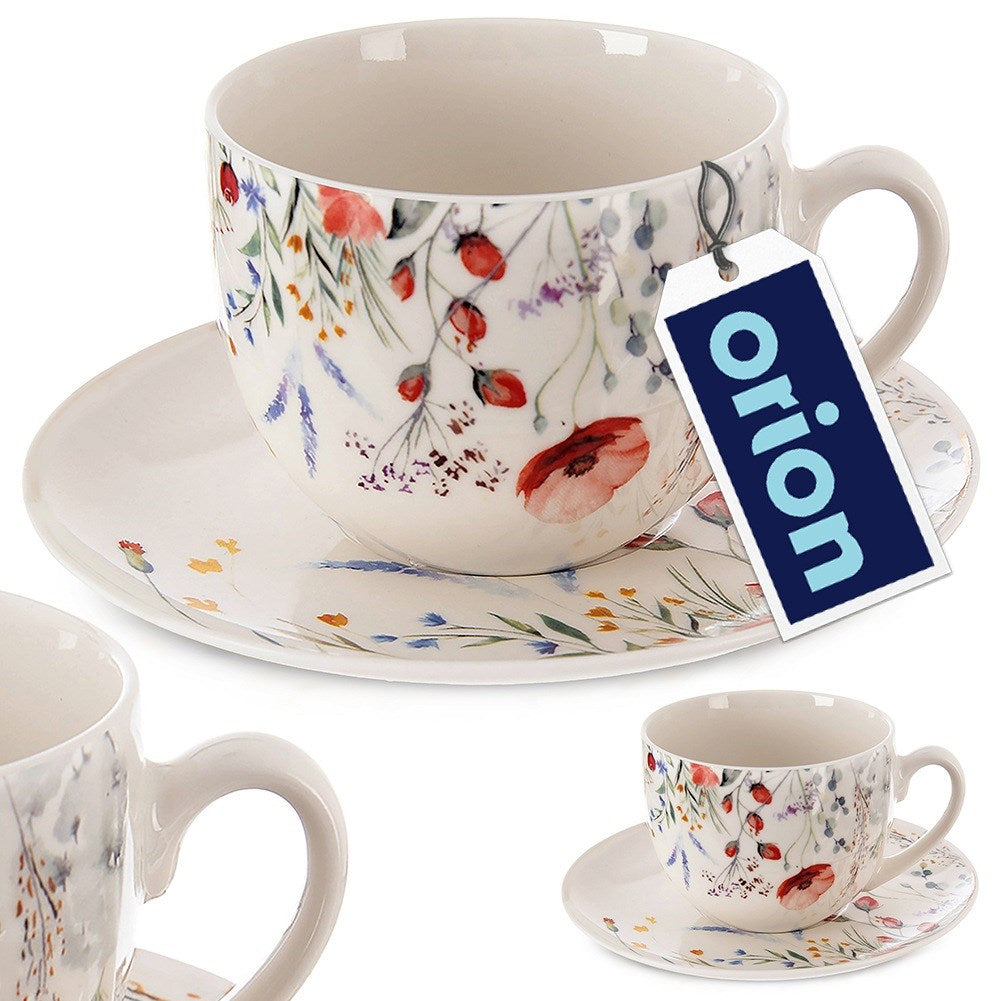 Cup with saucer, porcelain, white, MAKI, 260 ml