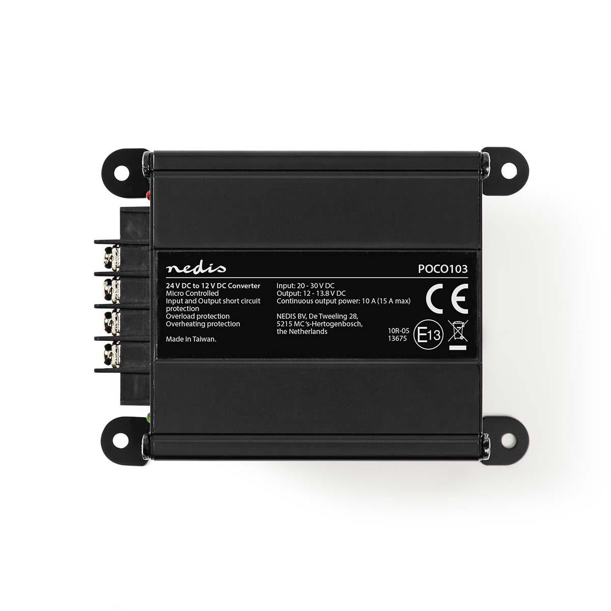 Current converter | Car driven | 24 V DC | 12 V DC | 120 W | Screw terminal | Equipped with a fuse | Black