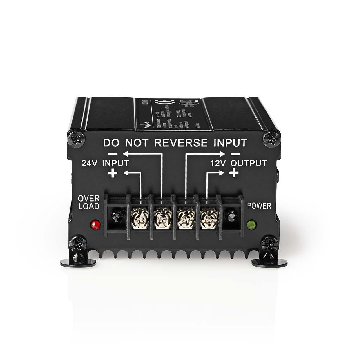 Current converter | Car driven | 24 V DC | 12 V DC | 120 W | Screw terminal | Equipped with a fuse | Black