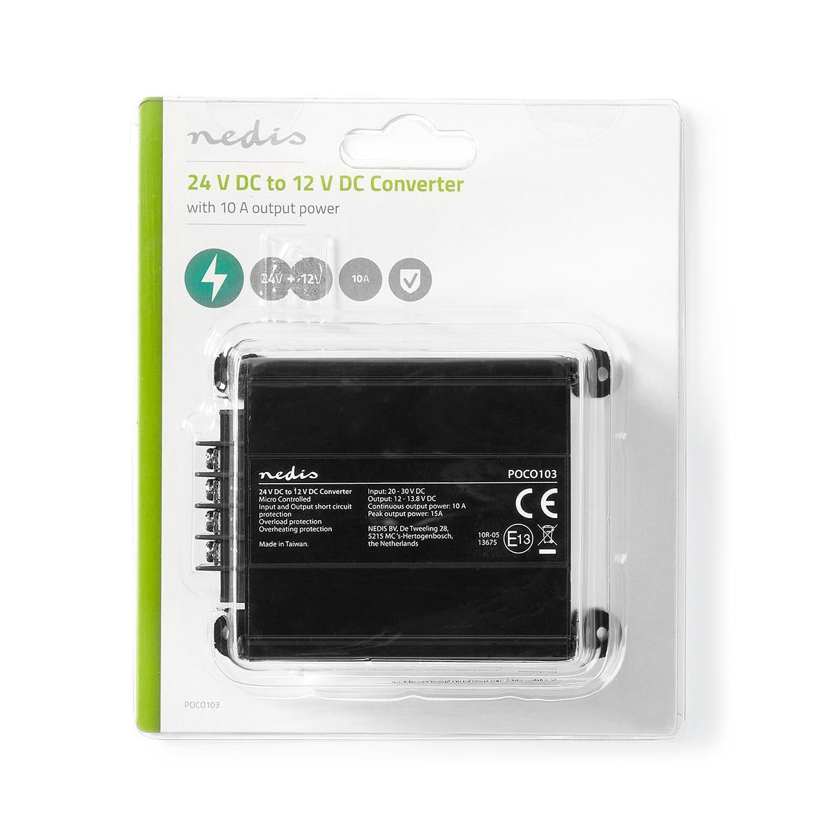 Current converter | Car driven | 24 V DC | 12 V DC | 120 W | Screw terminal | Equipped with a fuse | Black