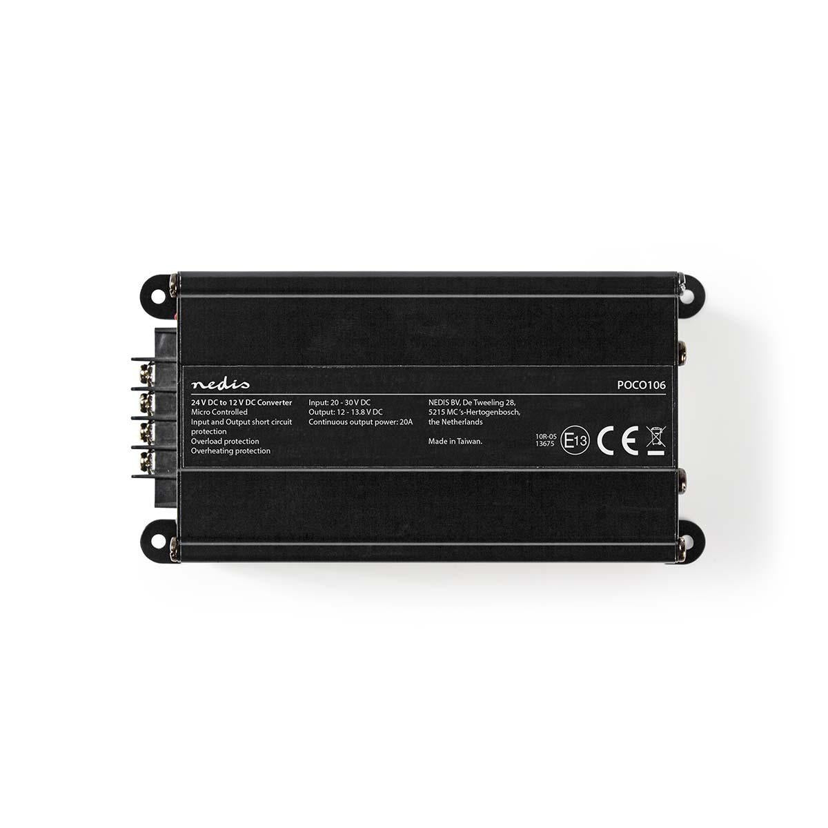 Current converter | Car driven | 24 V DC | 12 V DC | 240 W | Screw terminal | Equipped with a fuse | Black