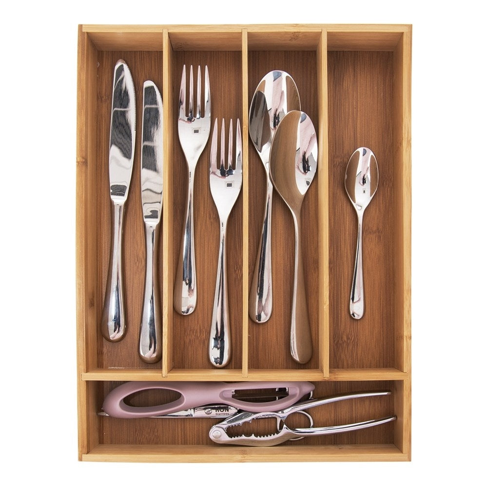 Cutlery and kitchen utensil organizer in bamboo wood