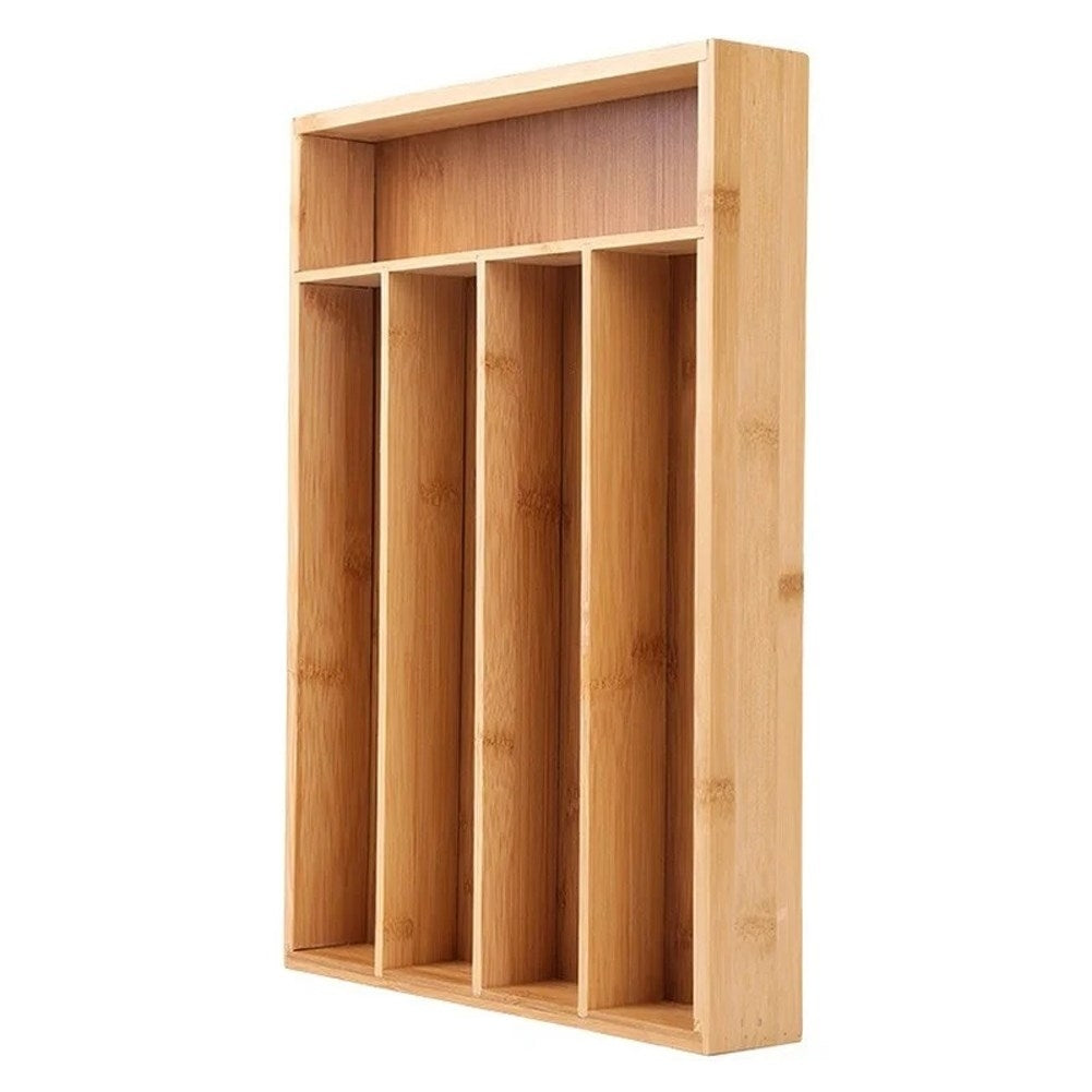 Cutlery and kitchen utensil organizer in bamboo wood