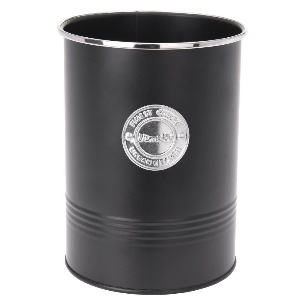 Cutlery basket and kitchen utensil holder in black metal