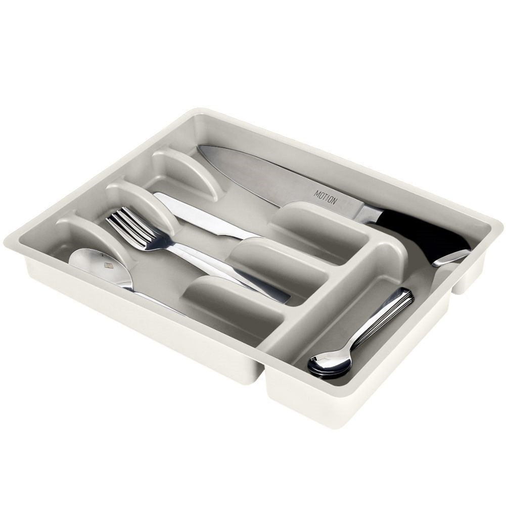 Cutlery box with 5 compartments in gray plastic for kitchen drawer