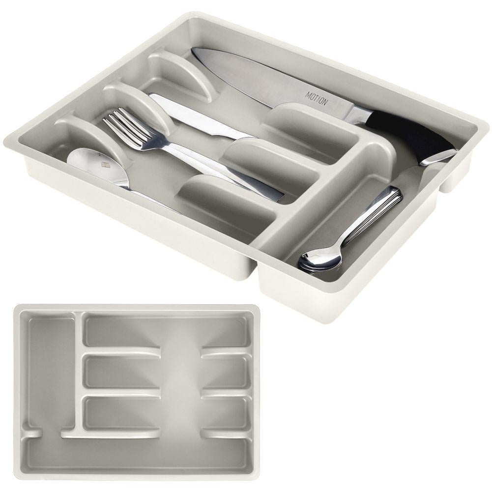 Cutlery box with 5 compartments in gray plastic for kitchen drawer
