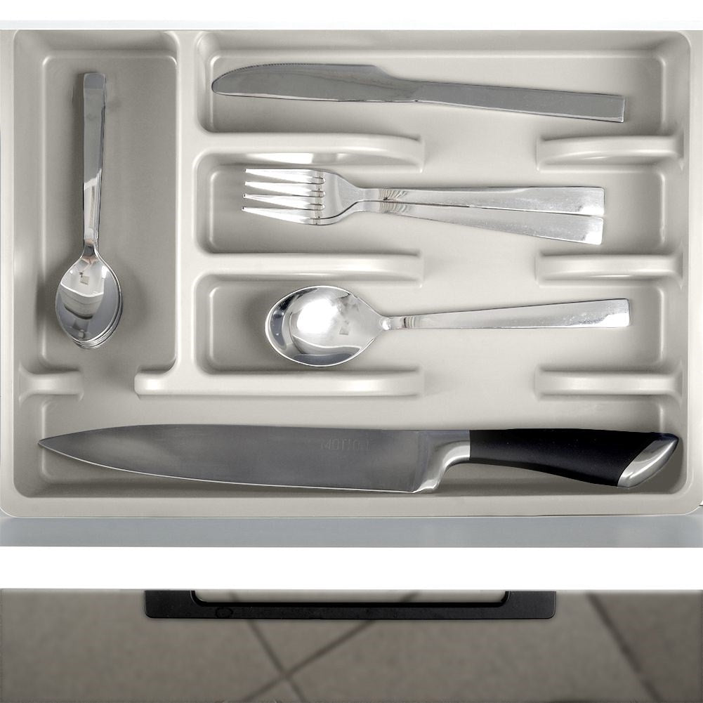 Cutlery box with 5 compartments in gray plastic for kitchen drawer
