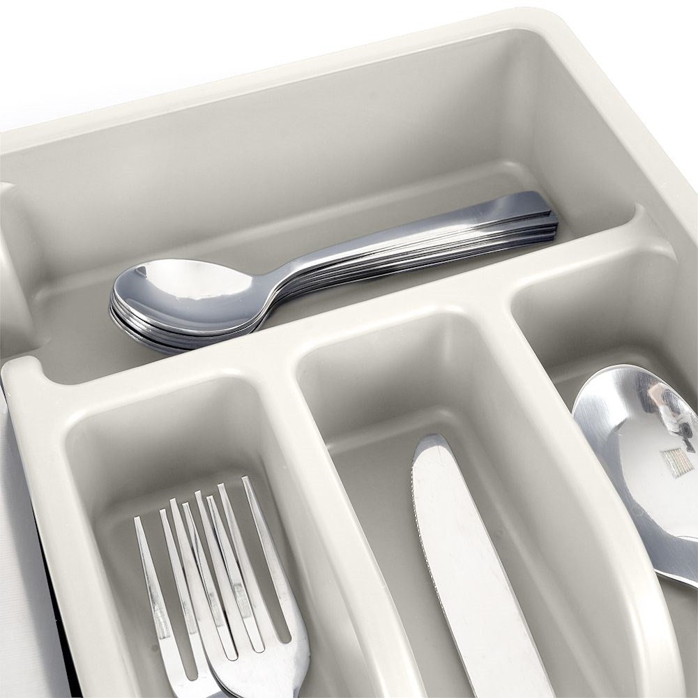 Cutlery box with 5 compartments in gray plastic for kitchen drawer