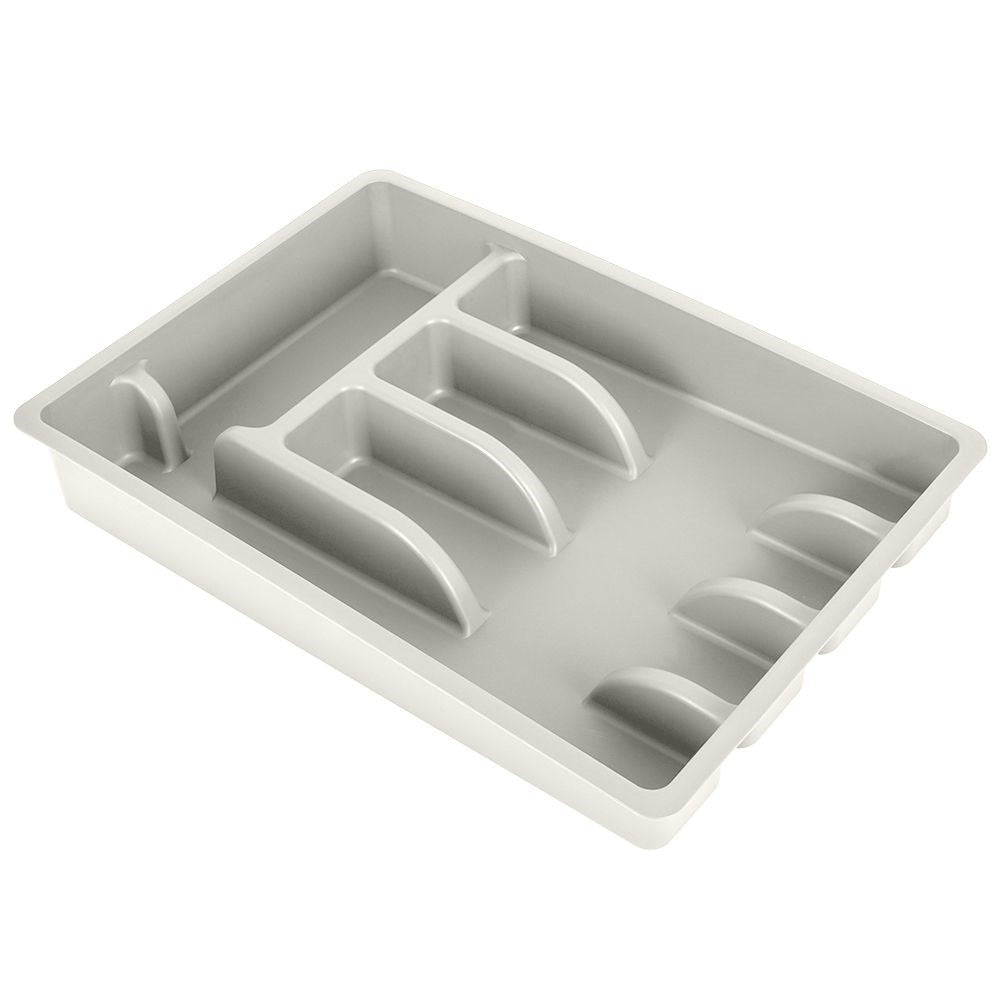 Cutlery box with 5 compartments in gray plastic for kitchen drawer
