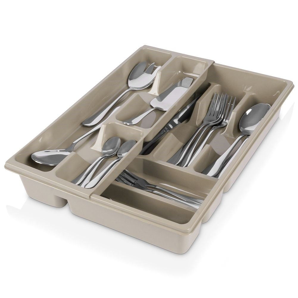 Cutlery box with 9 compartments and removable insert in gray plastic