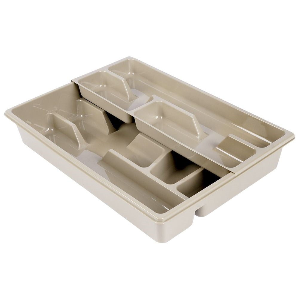 Cutlery box with 9 compartments and removable insert in gray plastic