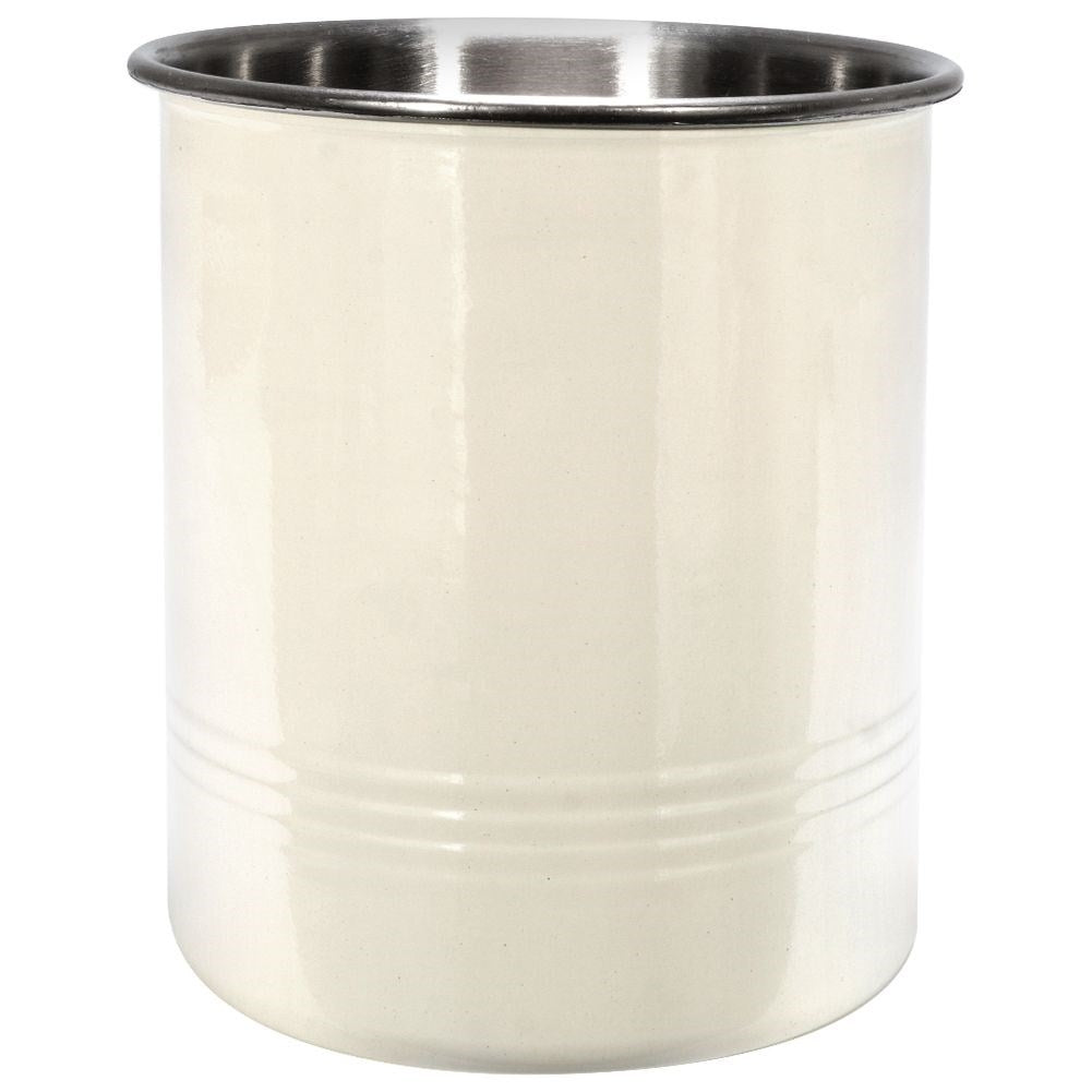 Cutlery container in stainless steel with beige outer part