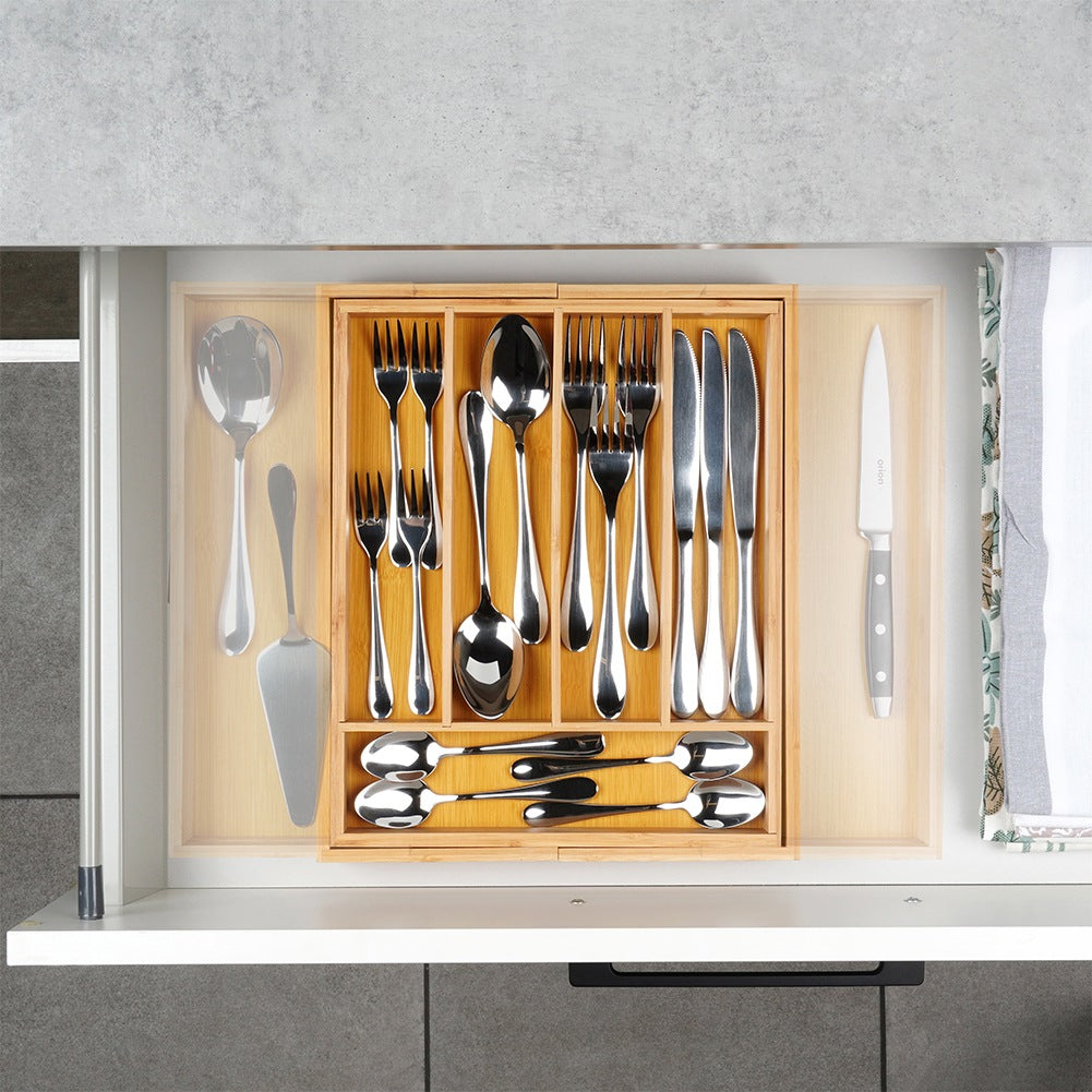 Cutlery drawer insert extendable bamboo 28-45x33.5 cm