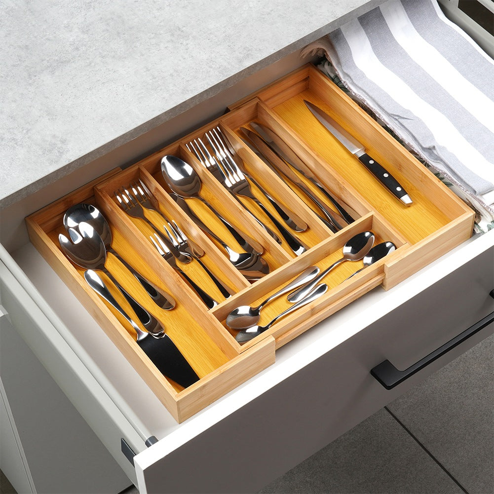Cutlery drawer insert extendable bamboo 28-45x33.5 cm