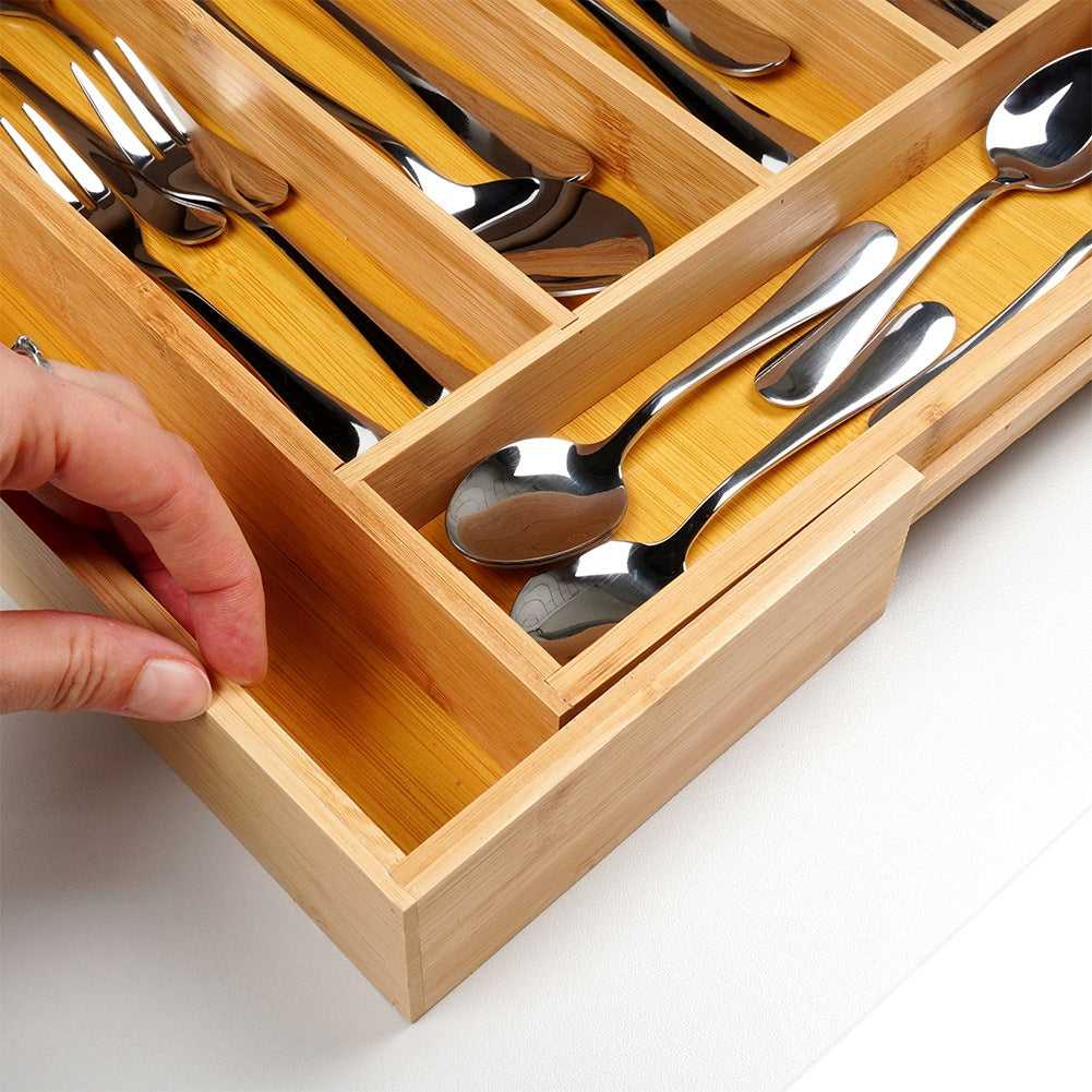 Cutlery drawer insert extendable bamboo 28-45x33.5 cm