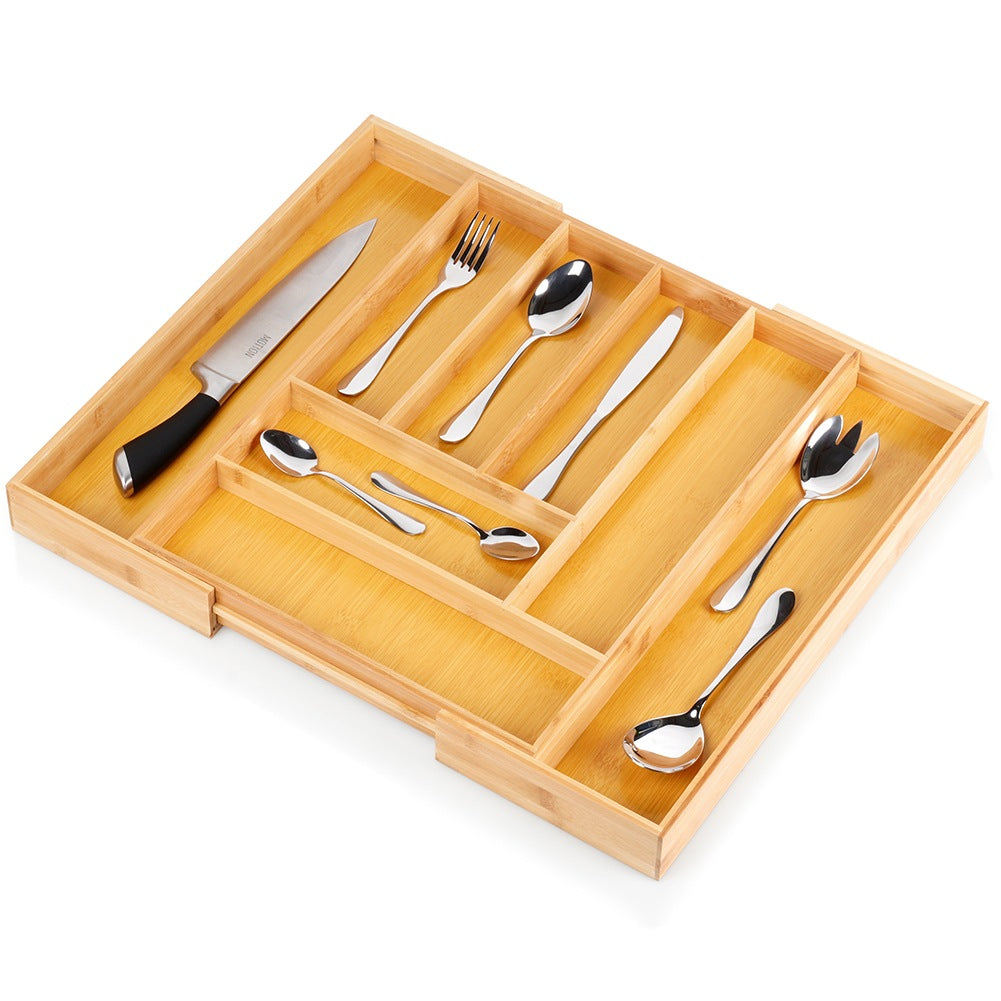 Cutlery drawer insert extendable bamboo 35.5-54.5x45.5 cm