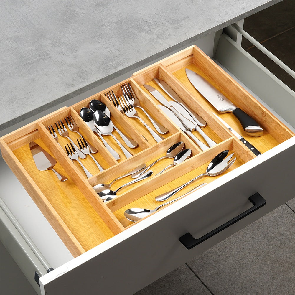 Cutlery drawer insert extendable bamboo 35.5-54.5x45.5 cm