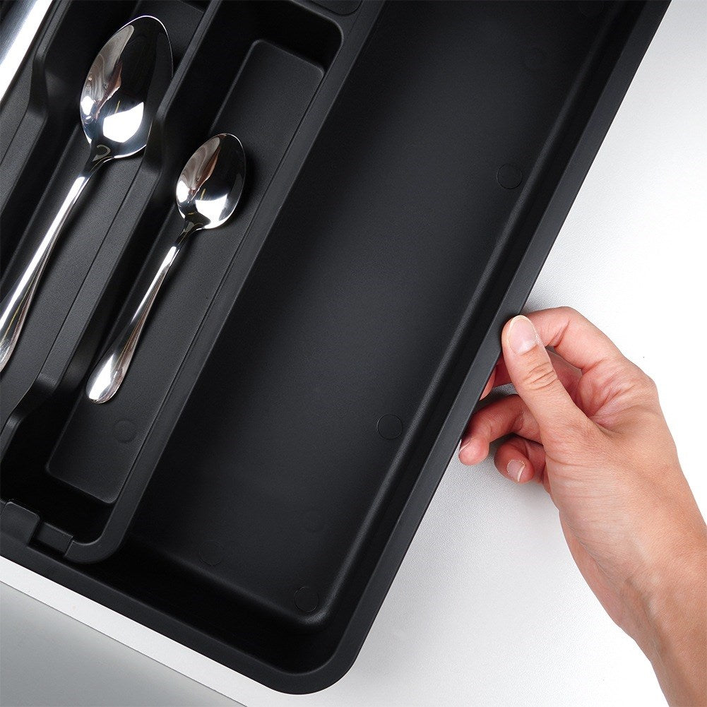 Cutlery drawer insert, extendable, black, 33-56.5x37.5 cm