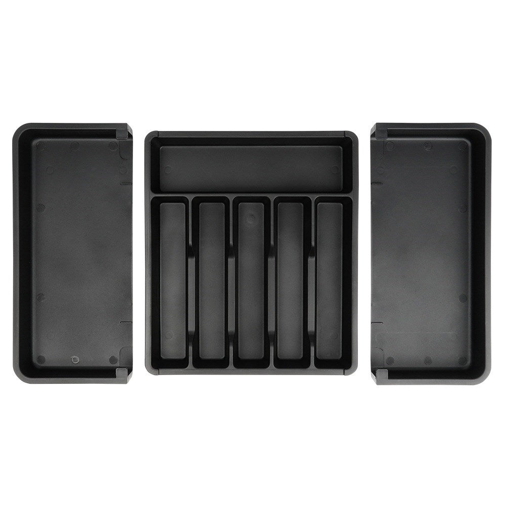 Cutlery drawer insert, extendable, black, 33-56.5x37.5 cm