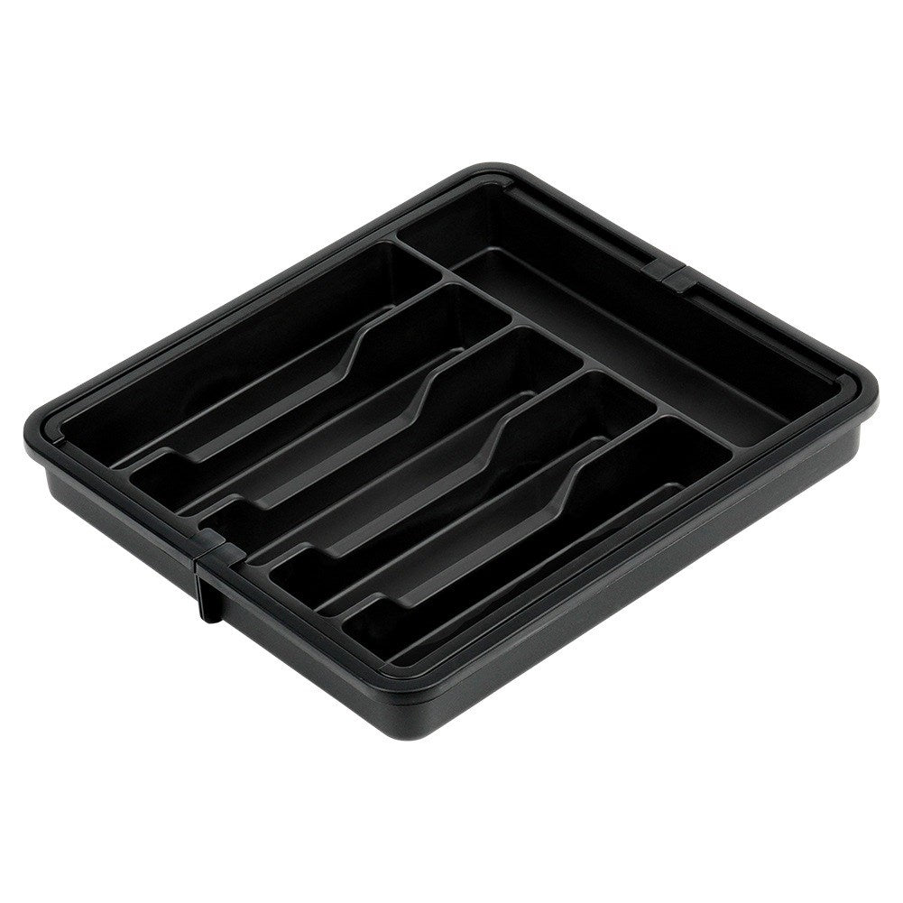 Cutlery drawer insert, extendable, black, 33-56.5x37.5 cm