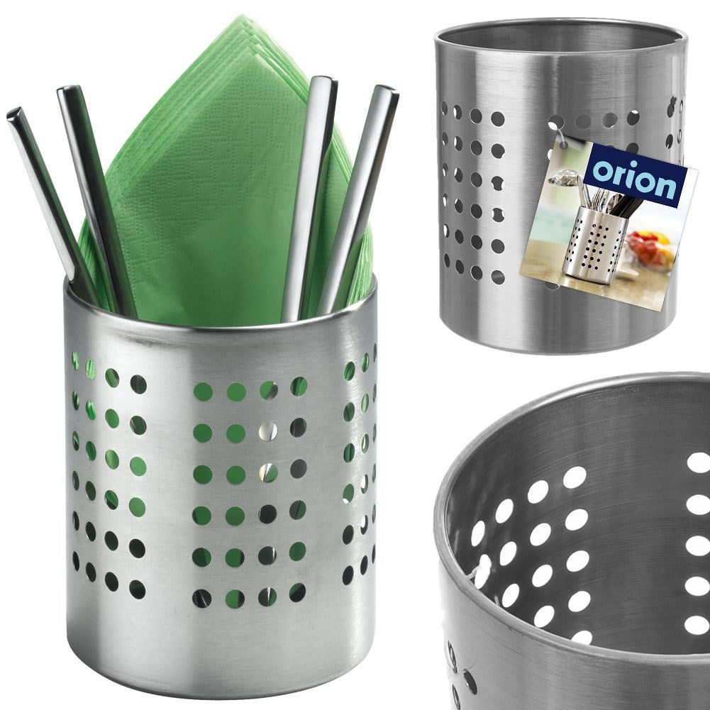 Cutlery holder in steel for drying and storage in the kitchen