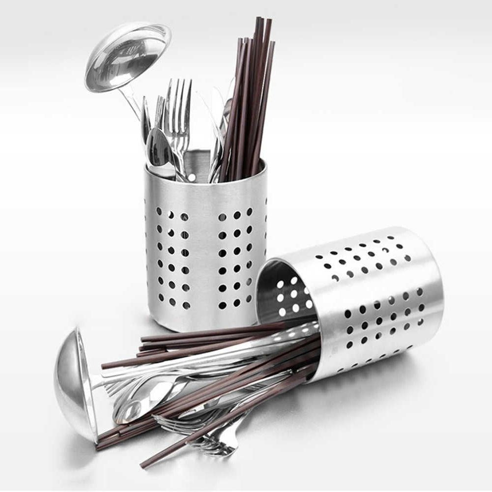 Cutlery holder in steel for drying and storage in the kitchen