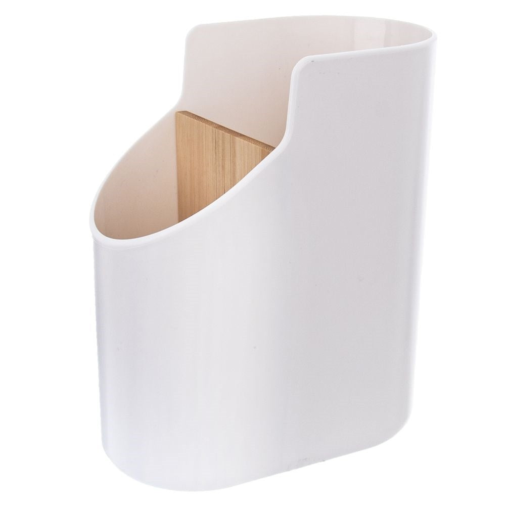 Cutlery holder in white plastic with two compartments for draining