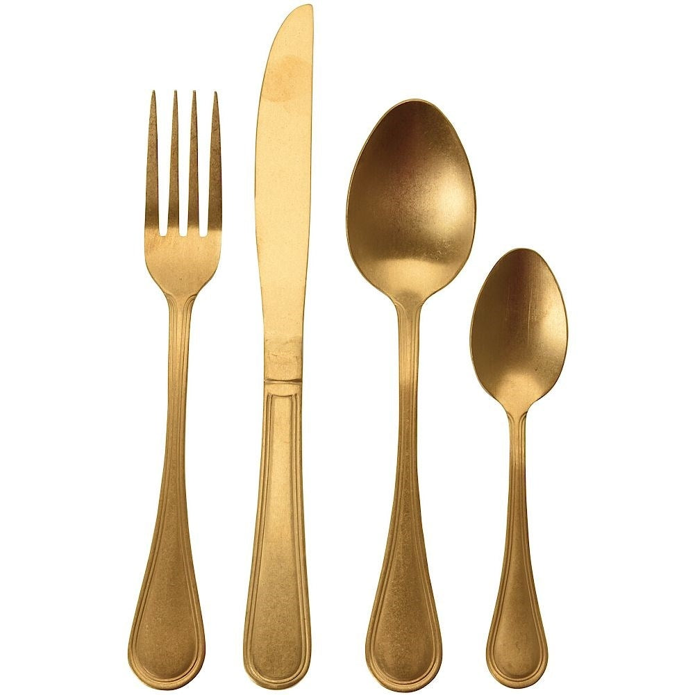 Cutlery in matt gold for 4 people