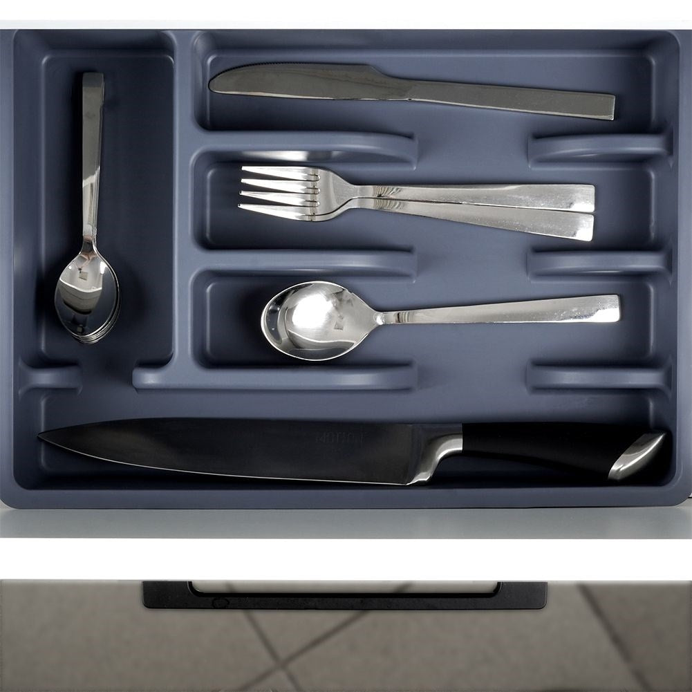 Cutlery insert with 5 compartments in elegant graphite color