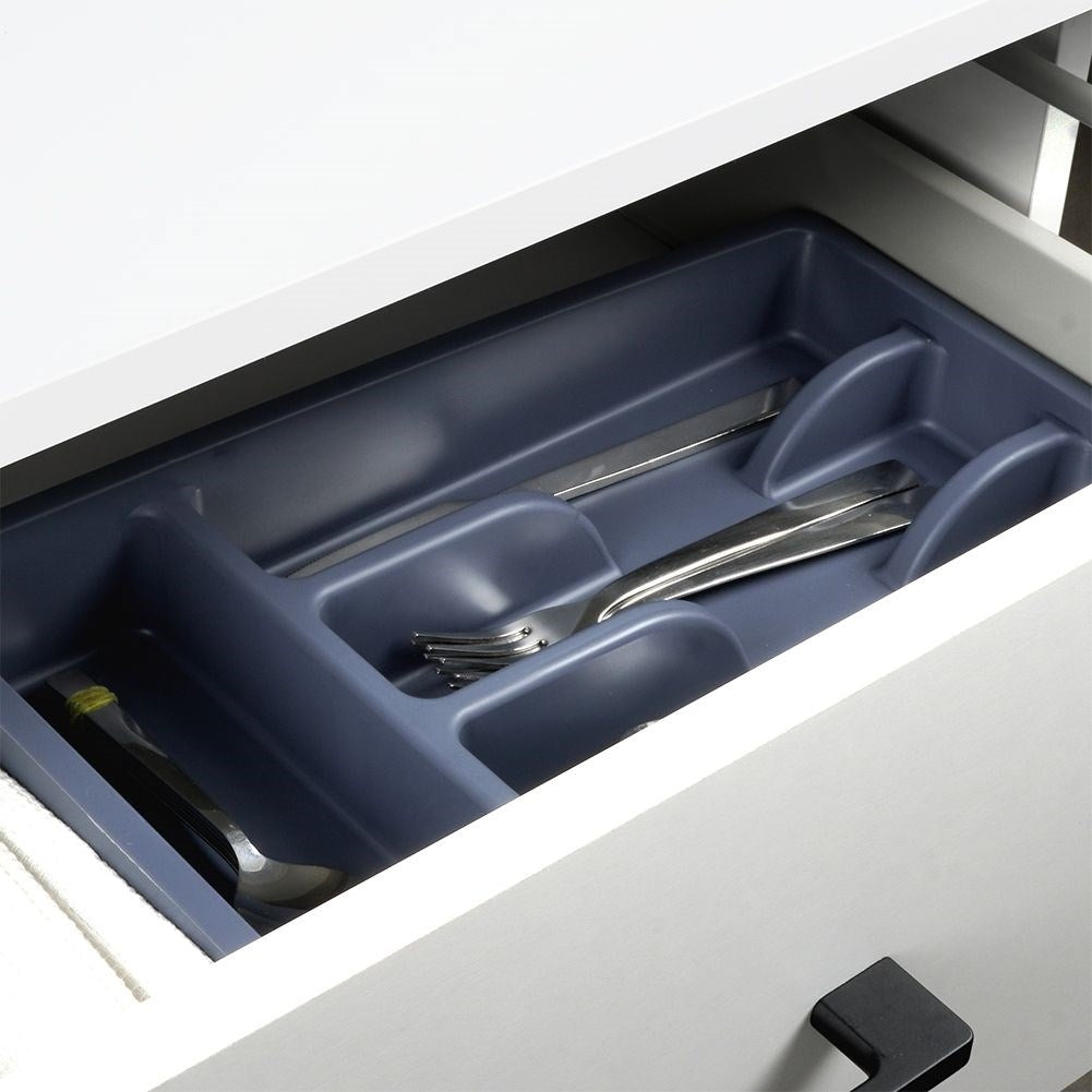 Cutlery insert with 5 compartments in elegant graphite color
