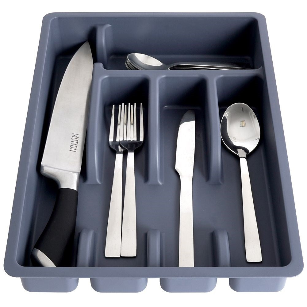 Cutlery insert with 5 compartments in elegant graphite color