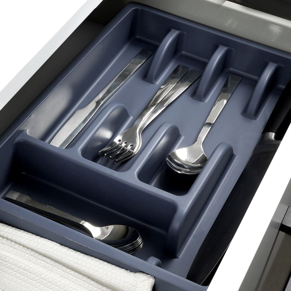 Cutlery insert with 5 compartments in elegant graphite color