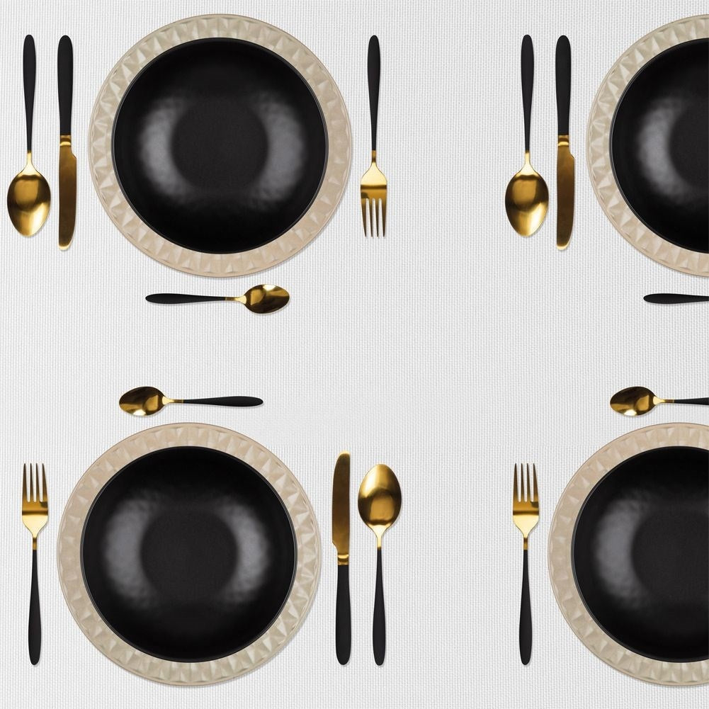 Cutlery set 16 pieces in gold/black stainless steel for 4 pers