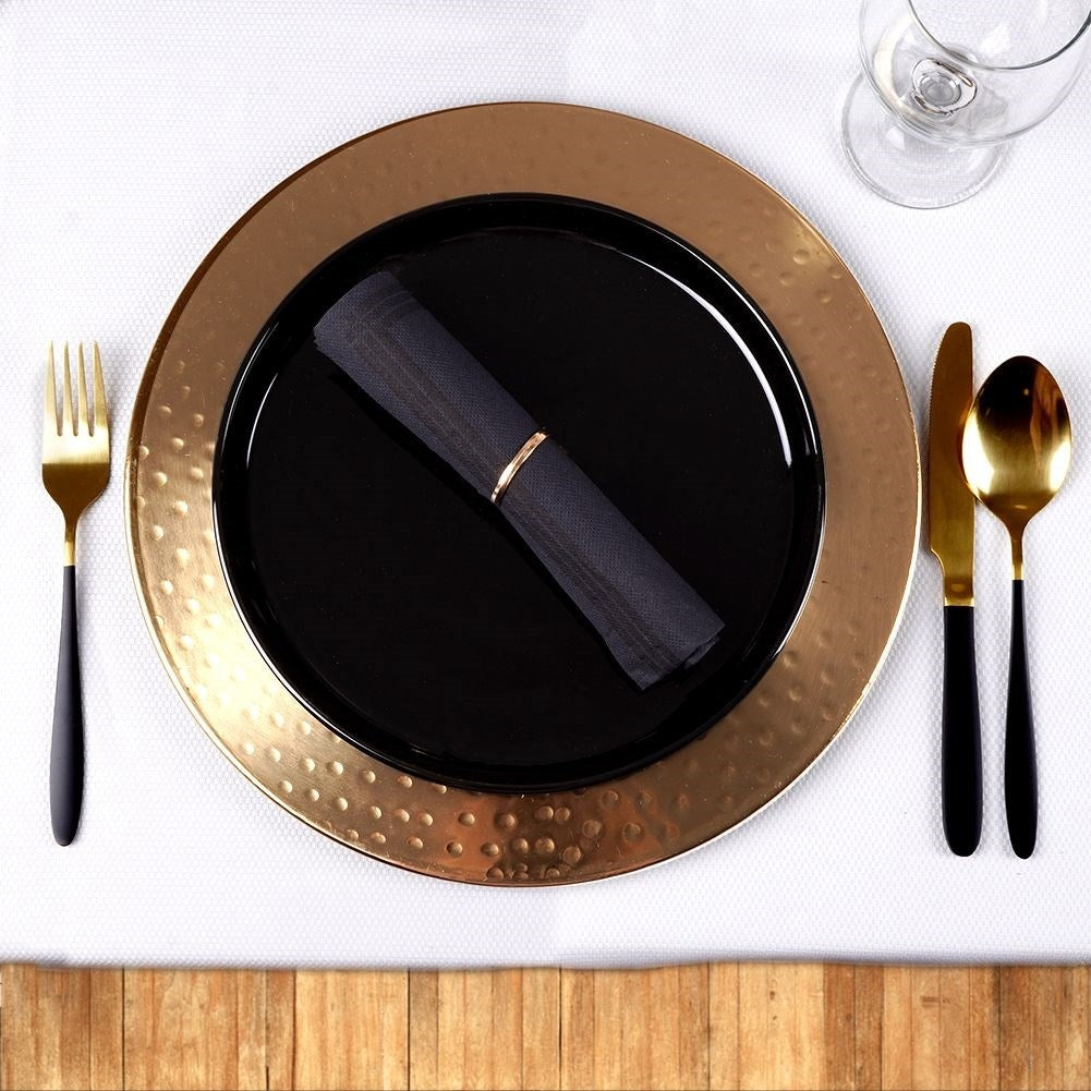 Cutlery set 16 pieces in gold/black stainless steel for 4 pers