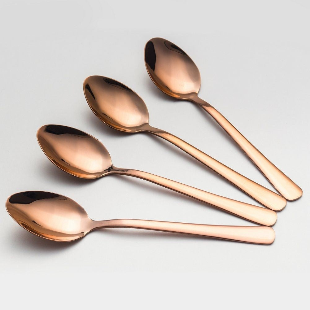 Cutlery set for 4 in glossy copper colour, stainless steel