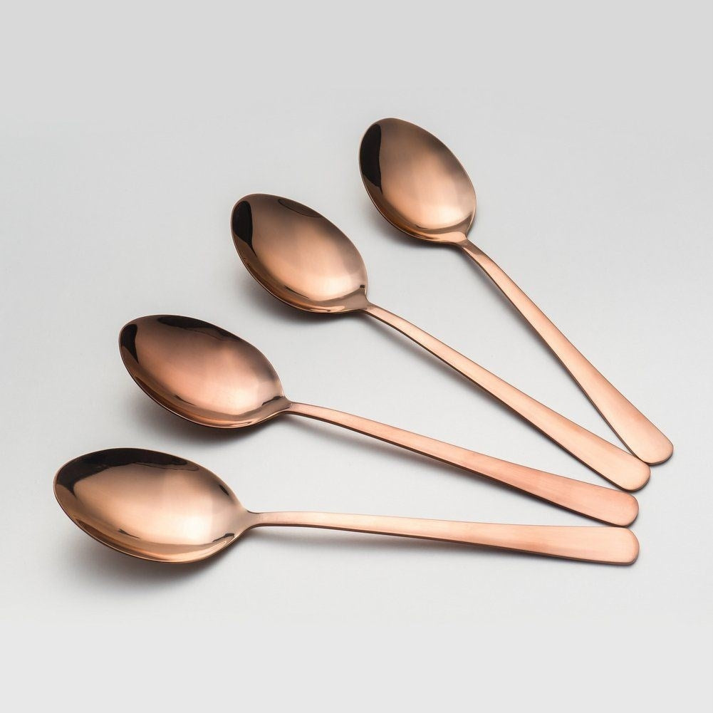Cutlery set for 4 in glossy copper colour, stainless steel