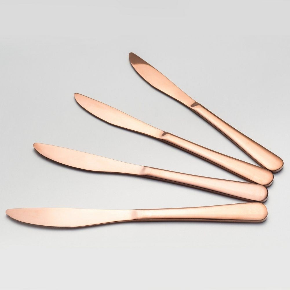 Cutlery set for 4 in glossy copper colour, stainless steel