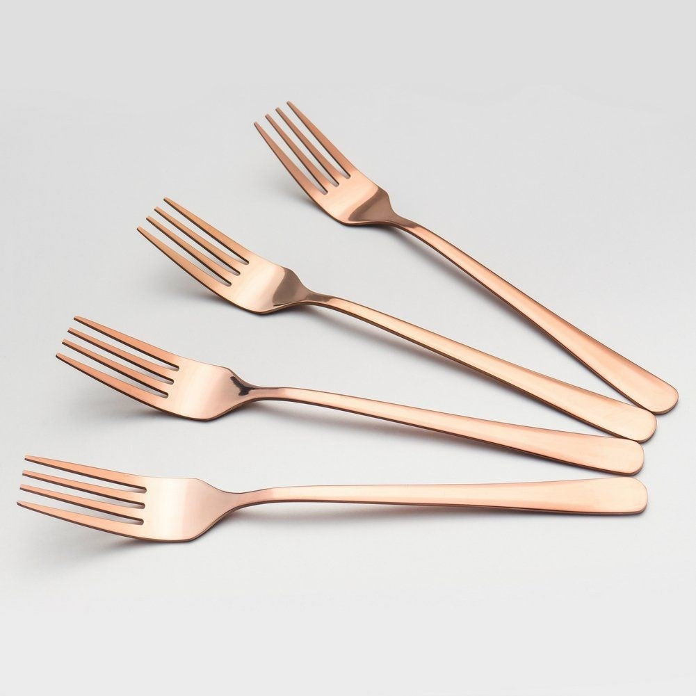 Cutlery set for 4 in glossy copper colour, stainless steel