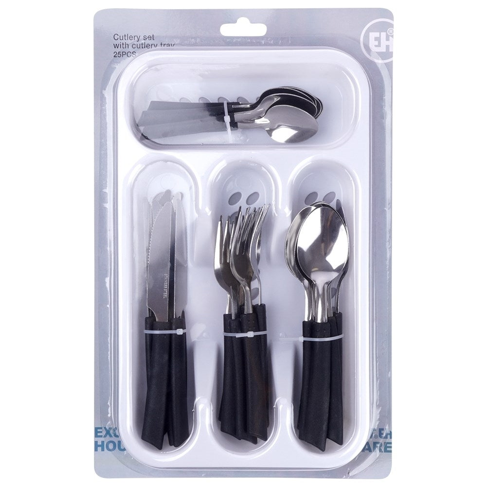 Cutlery set for 6 with drawer insert, stainless steel and plastic