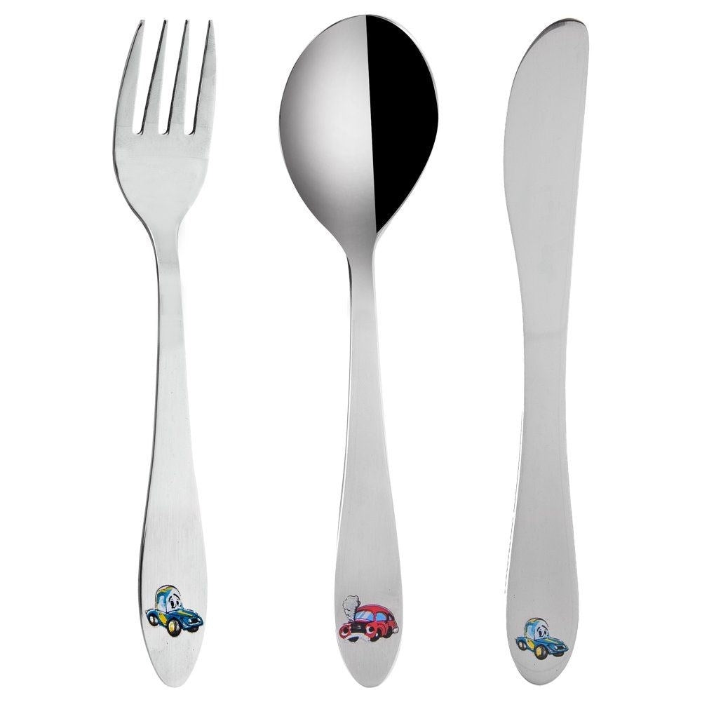 Cutlery set for children - Three-piece with car motif