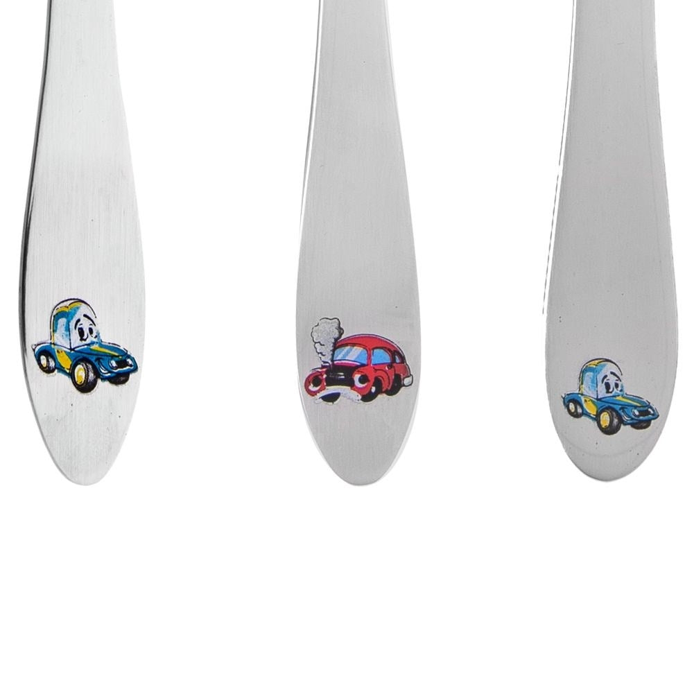Cutlery set for children - Three-piece with car motif