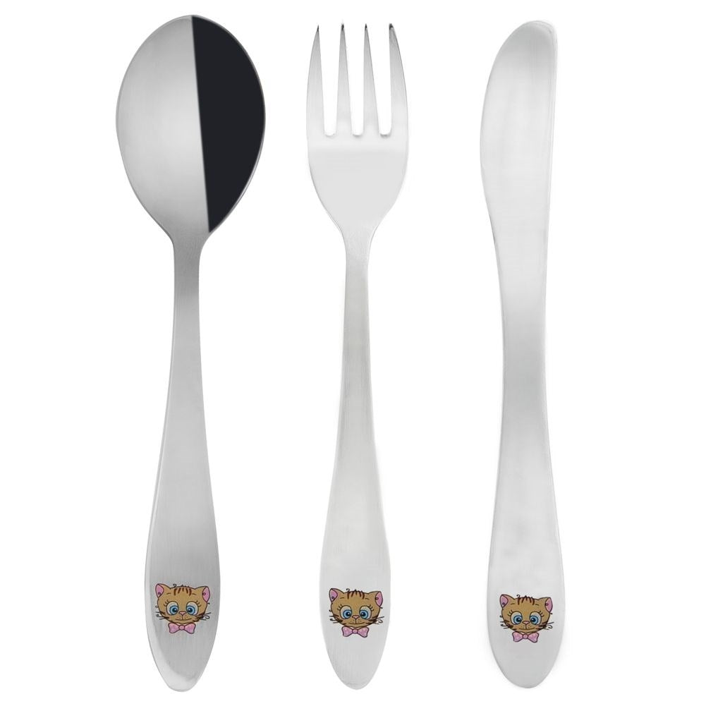 Cutlery set for children with a charming cat motif