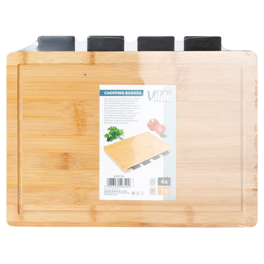 Cutting Board Set with Stand, 5 Pieces