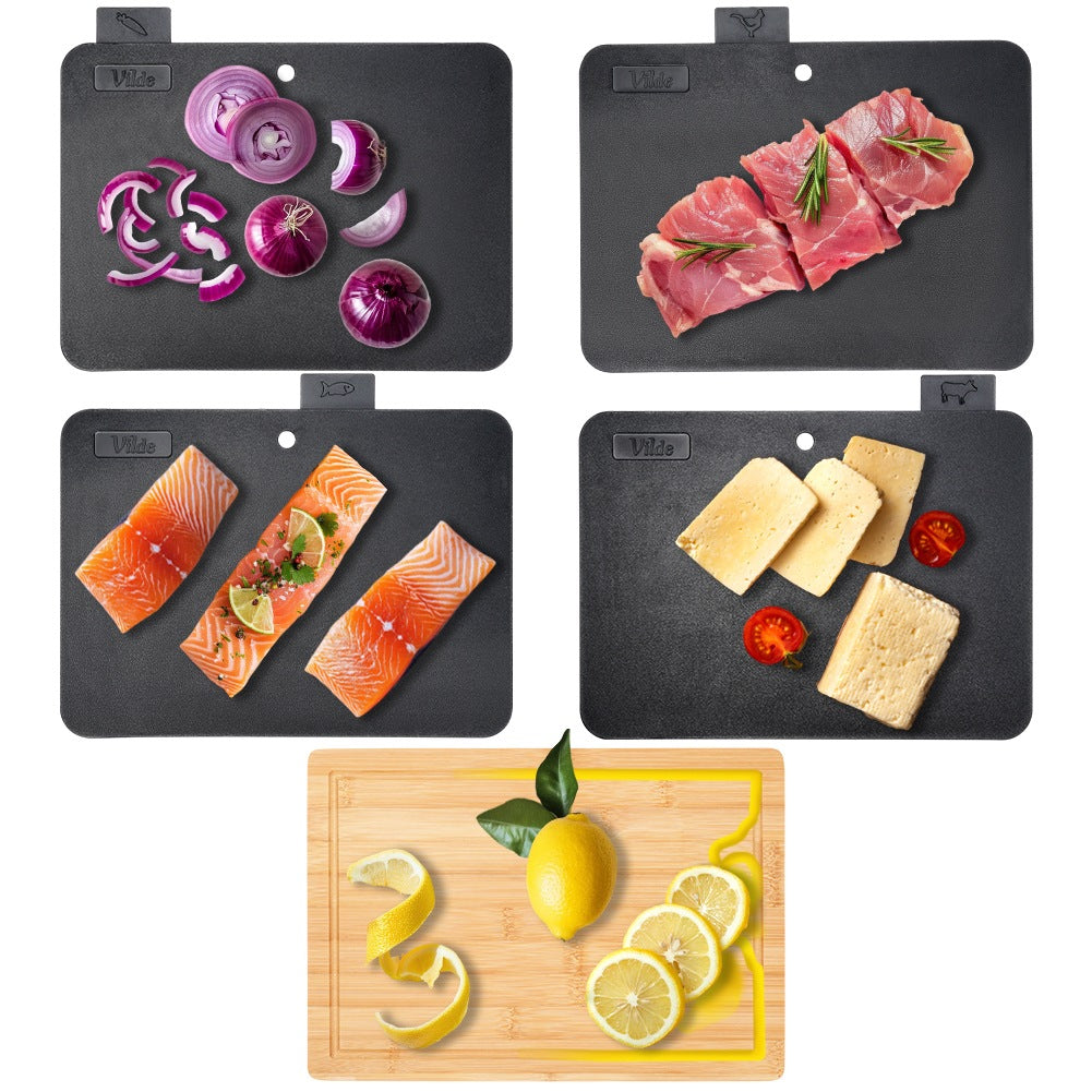 Cutting Board Set with Stand, 5 Pieces
