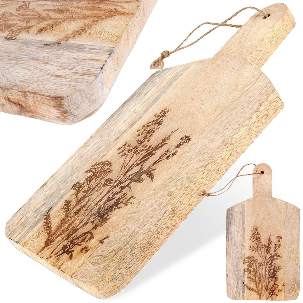Cutting and serving board in exotic mango wood with handle