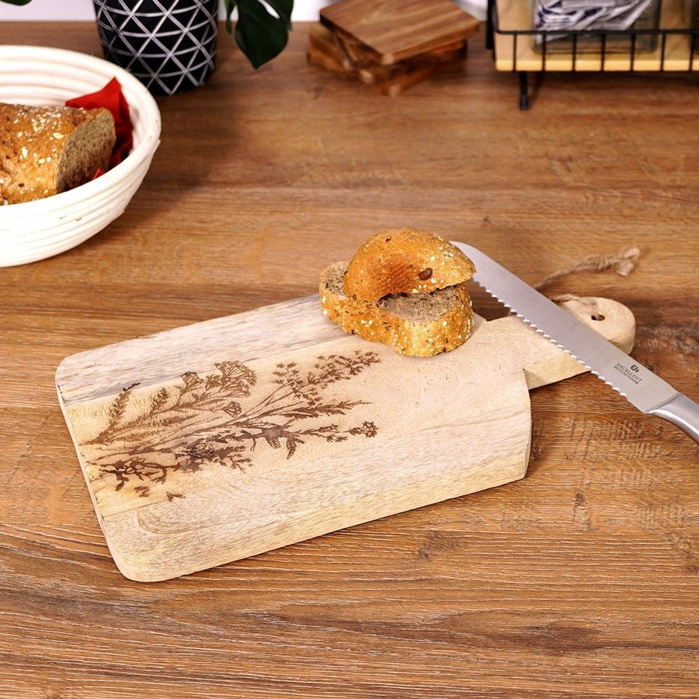 Cutting and serving board in exotic mango wood with handle