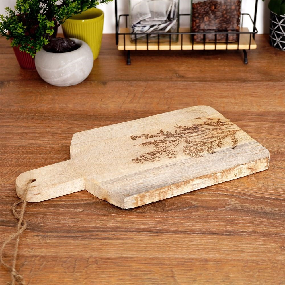 Cutting and serving board in exotic mango wood with handle