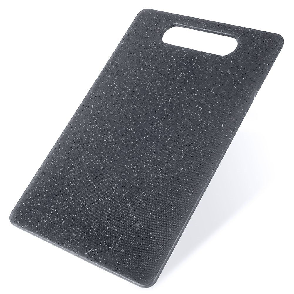 Cutting board in granite design with handle, odor and liquid resistant