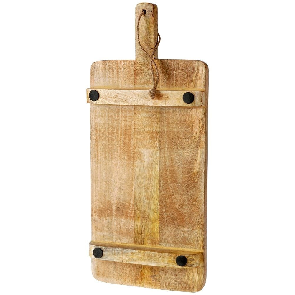Cutting board in mango wood with handle and hanging cord