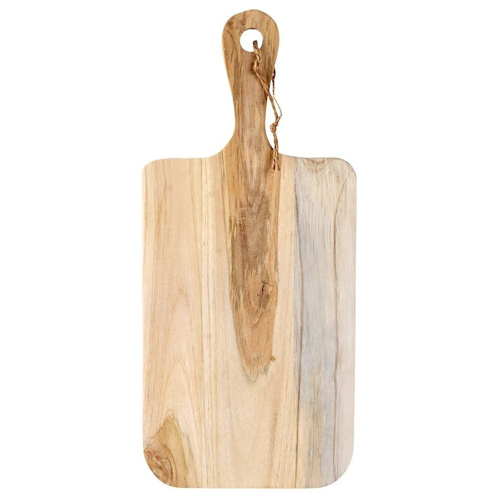 Cutting board in teak wood with handle and hanging cord